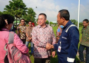 Presiden Petro China, Gong Bencai mengunjungi kantor Joint  Operating Body Pertamina PetroChina East Java (JOB P-PEJ) di Desa Rahayu,  Kecamatan Soko, Kabupaten Tuban.