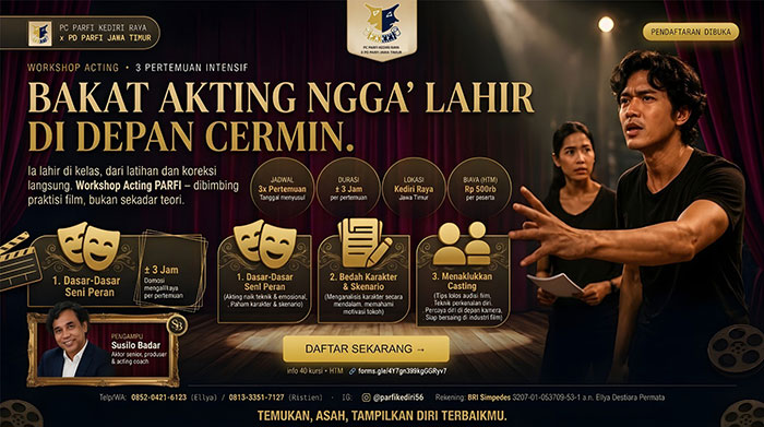 PARFI Kediri Buka Workshop Acting, Siapkan Talenta Lokal Tembus Layar Lebar